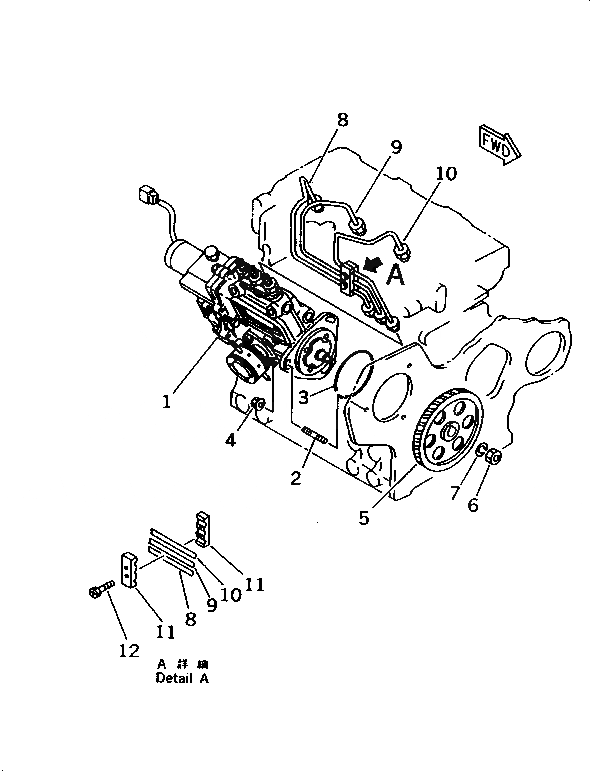 Схема запчастей Komatsu 3D84E-3B - ТОПЛ. НАСОС И ТРУБЫ(№89-) ТОПЛИВН. СИСТЕМА