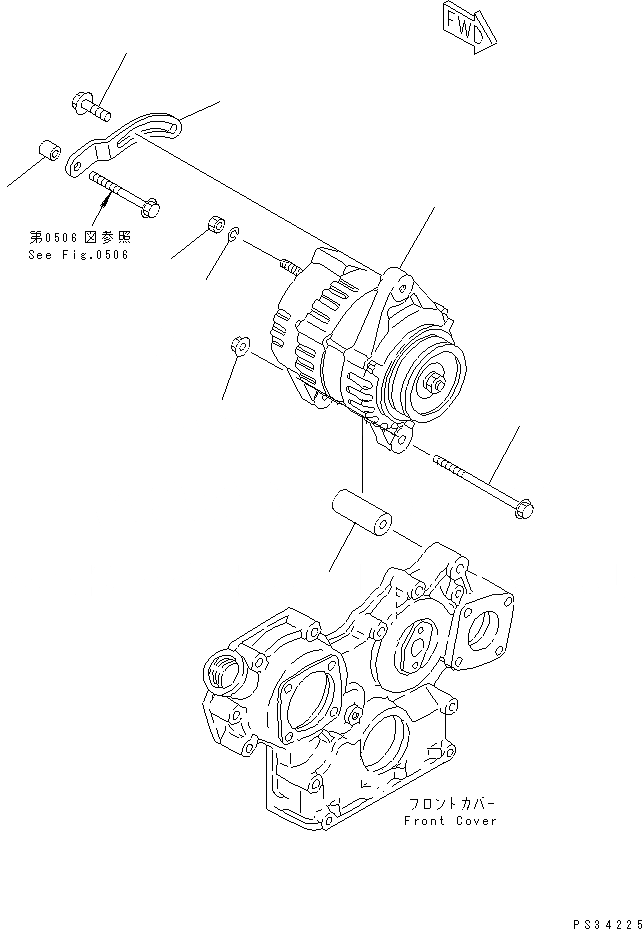 Схема запчастей Komatsu 3D84E-3C - ГЕНЕРАТОР И КРЕПЛЕНИЕ (A)(№89-) ЭЛЕКТРИКА