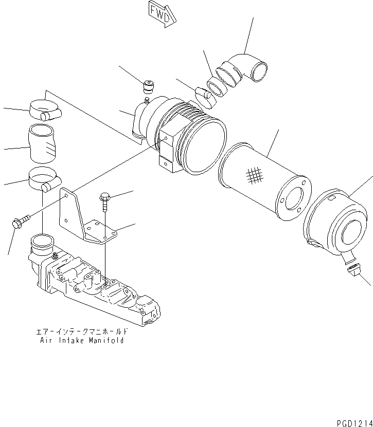 Схема запчастей Komatsu 3D84E-3F - ВОЗДУХООЧИСТИТЕЛЬ И КРЕПЛЕНИЕ (ОДИНОЧН. ЭЛЕМЕНТ)(№9-) ДВИГАТЕЛЬ
