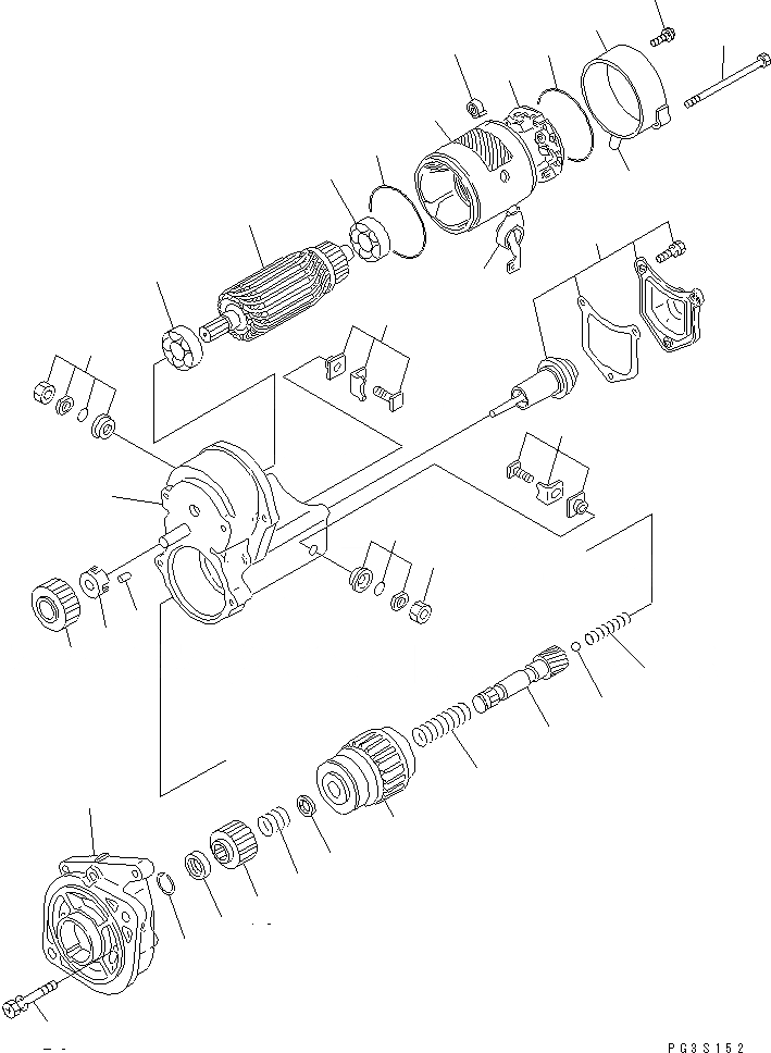 Схема запчастей Komatsu 3D84E-3F - СТАРТЕР (.KW) (ВНУТР. ЧАСТИ)(№9-.) ДВИГАТЕЛЬ
