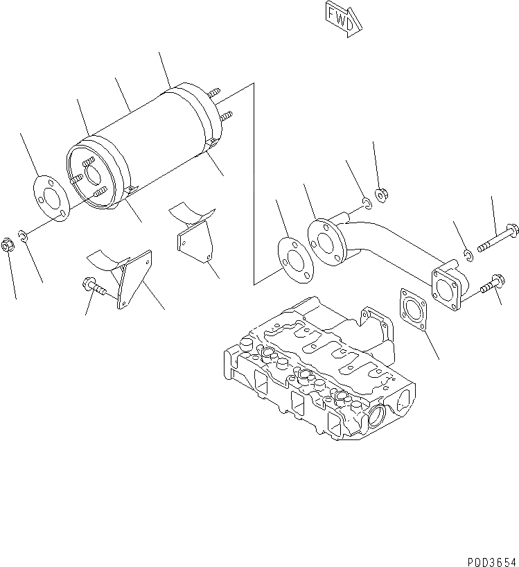 Схема запчастей Komatsu 3D84E-3G - ГЛУШИТЕЛЬ И КРЕПЛЕНИЕ ДВИГАТЕЛЬ