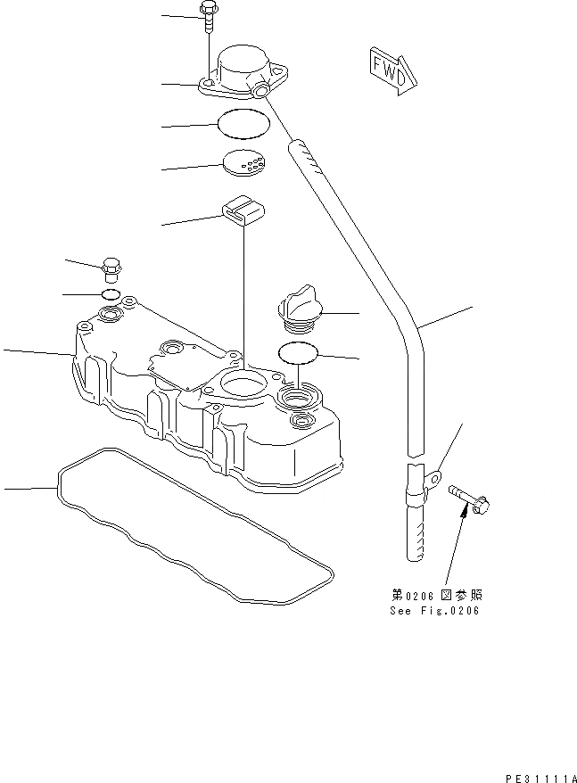 Схема запчастей Komatsu 3D84E-3D - ГОЛОВКА ЦИЛИНДРОВ COVER(№-) ГОЛОВКА ЦИЛИНДРОВ