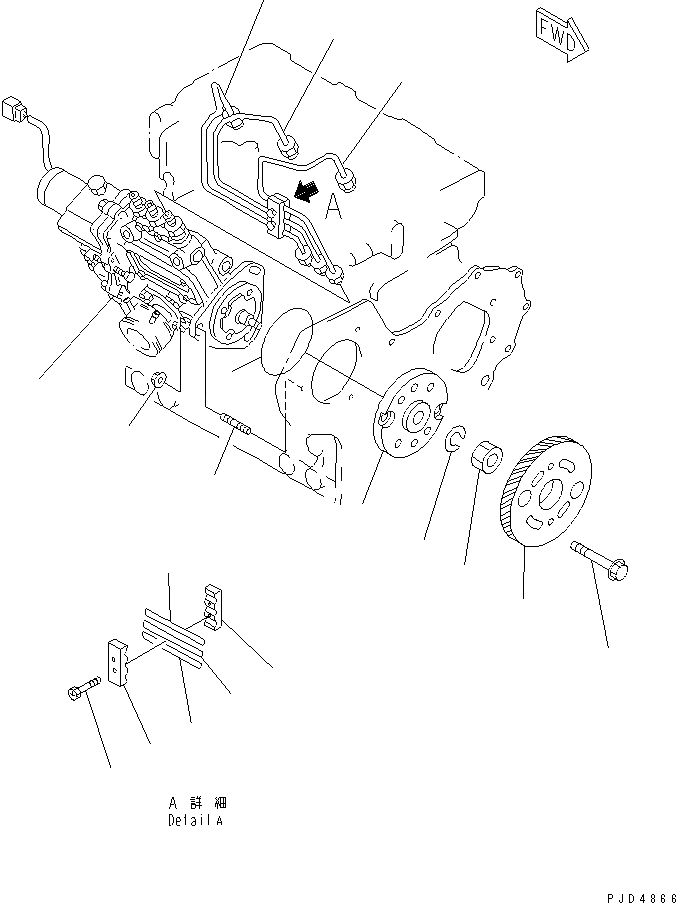 Схема запчастей Komatsu 3D84E-3D - ТОПЛ. НАСОС И ТРУБЫ (EPA СПЕЦ-Я.)(№97-) ТОПЛИВН. СИСТЕМА