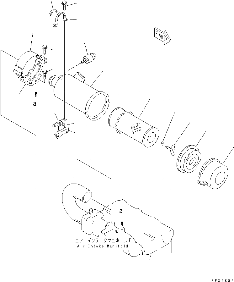 Схема запчастей Komatsu 3D84E-3E - ВОЗДУХООЧИСТИТЕЛЬ И КРЕПЛЕНИЕ ГОЛОВКА ЦИЛИНДРОВ