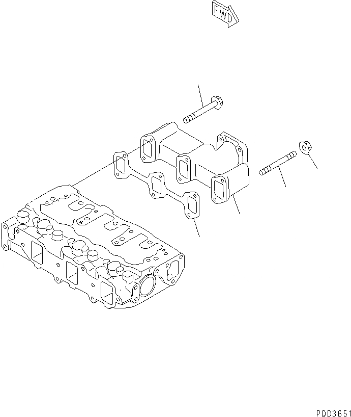 Схема запчастей Komatsu 3D84E-3G - ВЫПУСКНОЙ КОЛЛЕКТОР ДВИГАТЕЛЬ
