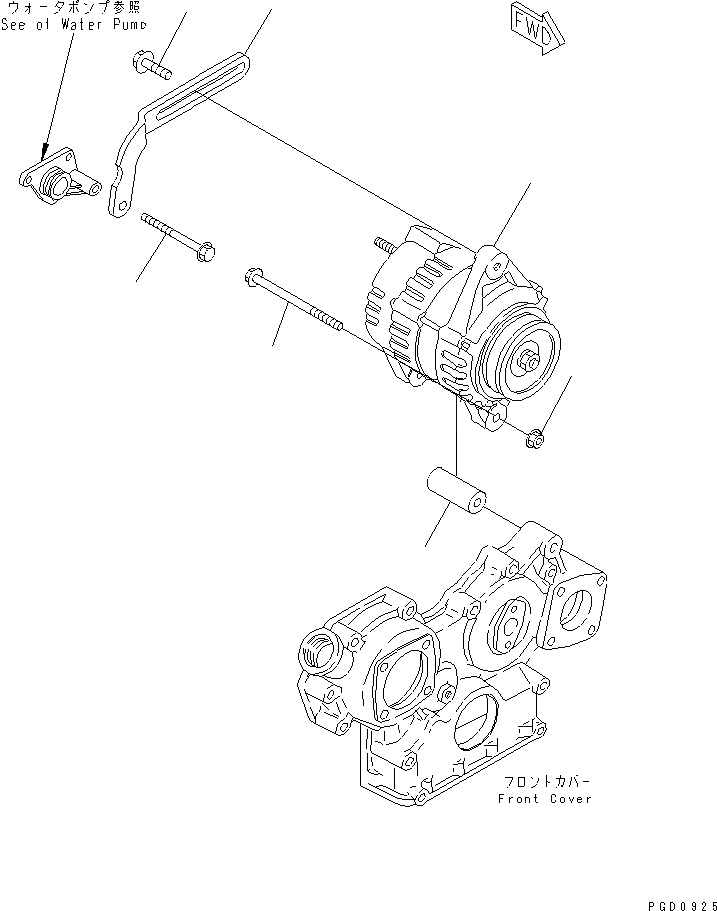 Схема запчастей Komatsu 3D84E-3G - ГЕНЕРАТОР И КРЕПЛЕНИЕ (A) ДВИГАТЕЛЬ