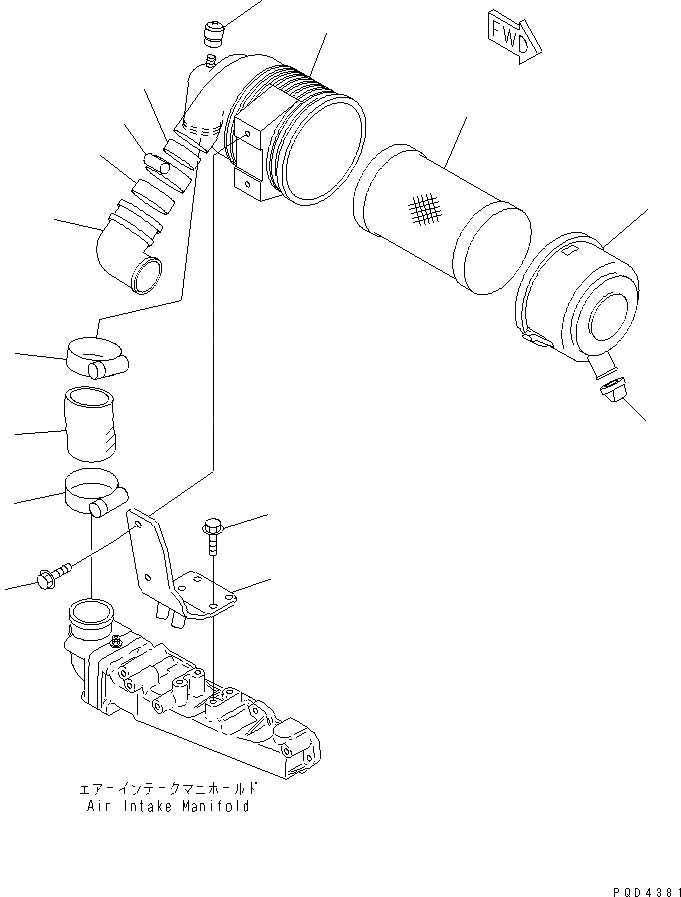 Схема запчастей Komatsu 3D84E-3M - ВОЗДУХООЧИСТИТЕЛЬ И КРЕПЛЕНИЕ(№8-) ДВИГАТЕЛЬ