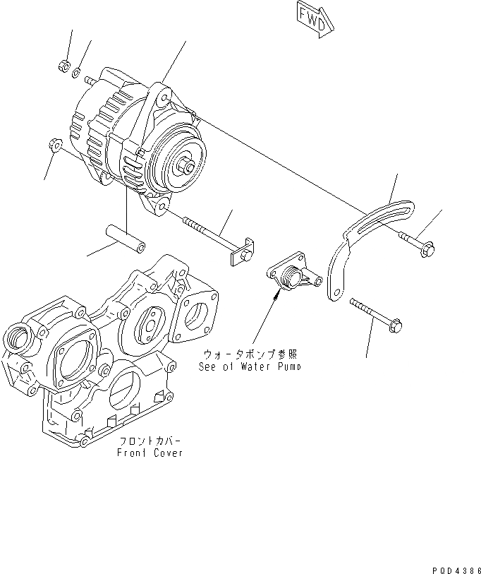 Схема запчастей Komatsu 3D84E-3M - ГЕНЕРАТОР И КРЕПЛЕНИЕ (A)(№8-) ДВИГАТЕЛЬ