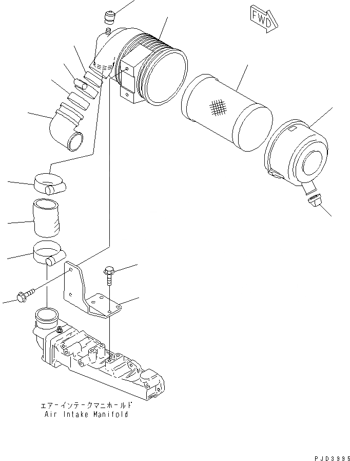 Схема запчастей Komatsu 3D84E-5Q-QB - ВОЗДУХООЧИСТИТЕЛЬ (ОДИНОЧН. ЭЛЕМЕНТ)(№7-) ДВИГАТЕЛЬ
