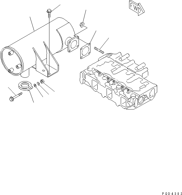 Схема запчастей Komatsu 3D84E-3KB - ГЛУШИТЕЛЬ И КРЕПЛЕНИЕ(№89-) ДВИГАТЕЛЬ