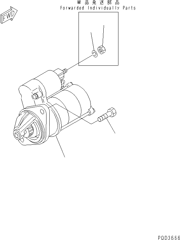 Схема запчастей Komatsu 3D84E-3KB - СТАРТЕР И КРЕПЛЕНИЕ (.KW)(№89-) ДВИГАТЕЛЬ