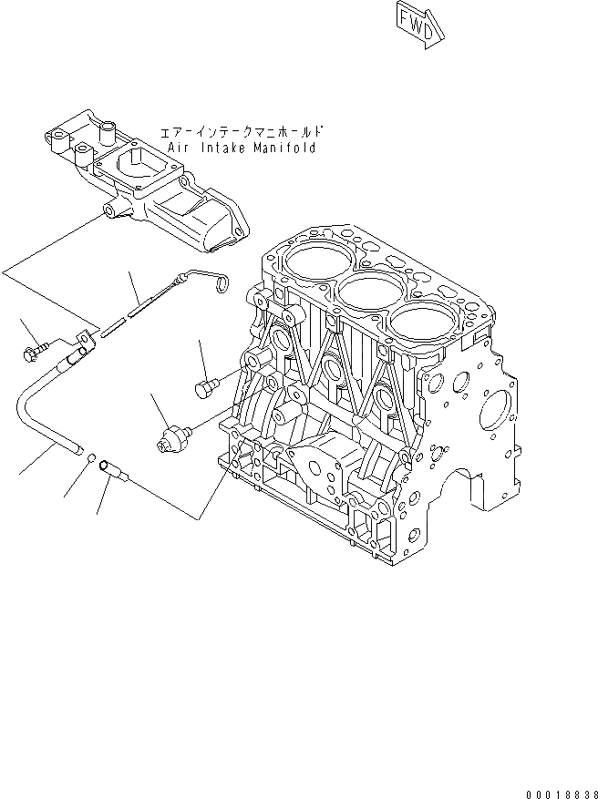 Схема запчастей Komatsu 3D84E-5X-AB - БЛОК ЦИЛИНДРОВ АКСЕССУАРЫ(№-) ДВИГАТЕЛЬ