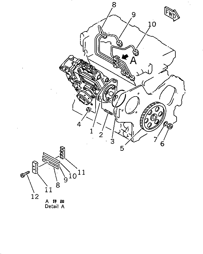Схема запчастей Komatsu 3D84N-2H - ТОПЛ. НАСОС И ТРУБЫ ТОПЛИВН. СИСТЕМА