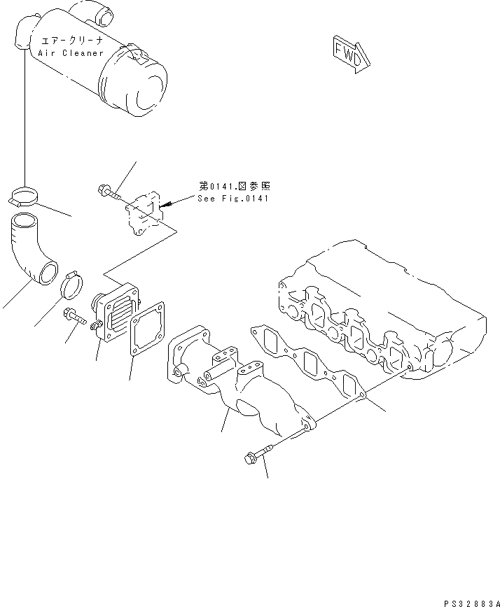 Схема запчастей Komatsu 3D84N-2K - ТРУБОПРОВОД ВПУСКА ВОЗДУХА И СОЕДИН-Е ГОЛОВКА ЦИЛИНДРОВ