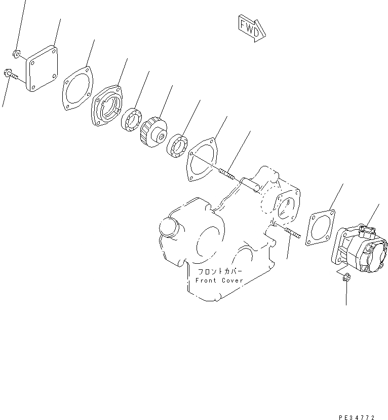 Схема запчастей Komatsu 3D84N-2CA - МЕХ-М ОТБОРА МОЩНОСТИ БЛОК ЦИЛИНДРОВ