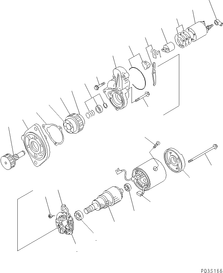 Схема запчастей Komatsu 3D88E-3A - СТАРТЕР (.8KW) (ВНУТР. ЧАСТИ) ДВИГАТЕЛЬ