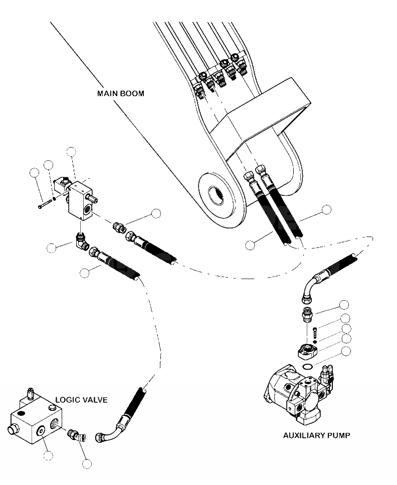 Схема запчастей Komatsu 430FXL-1 - H-A ГИДРОЛИНИЯ DISC SAW PRESSURE И ВОЗВРАТНАЯ ЛИНИЯ - НАВЕСН. ОБОРУД ГИДРАВЛИКА