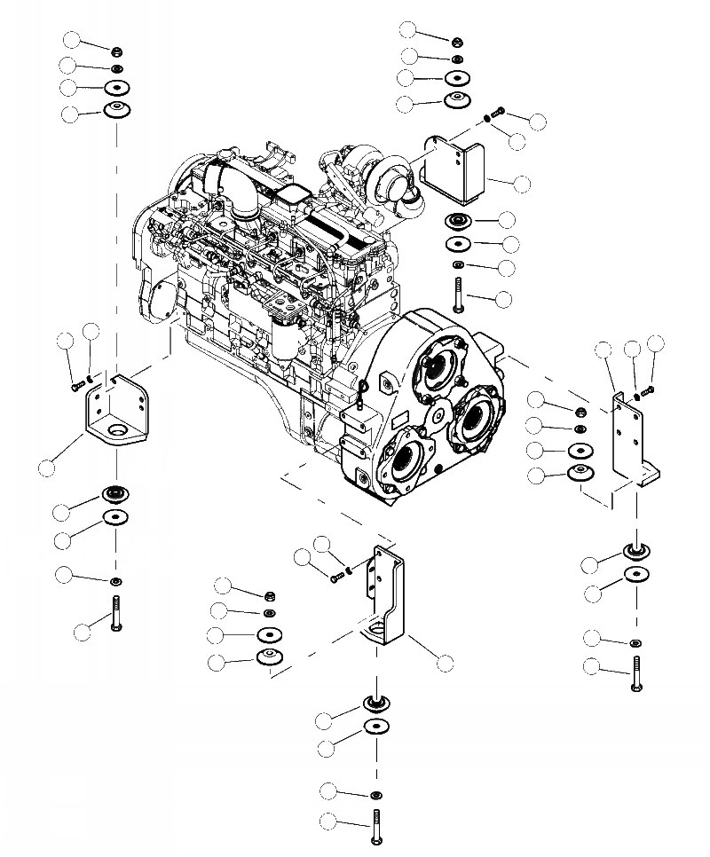Схема запчастей Komatsu 445FXL-1 - B-A КРЕПЛЕНИЕ ДВИГАТЕЛЯ КОМПОНЕНТЫ ДВИГАТЕЛЯ