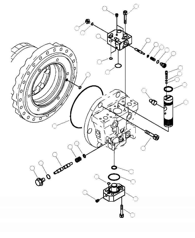 Схема запчастей Komatsu 445FXL-1 - 7-A МОТОР ХОДА (/) КЛАПАН И ПОРШЕНЬ НИЖНЯЯ ГИДРОЛИНИЯ И ЛИНИЯ ХОДА