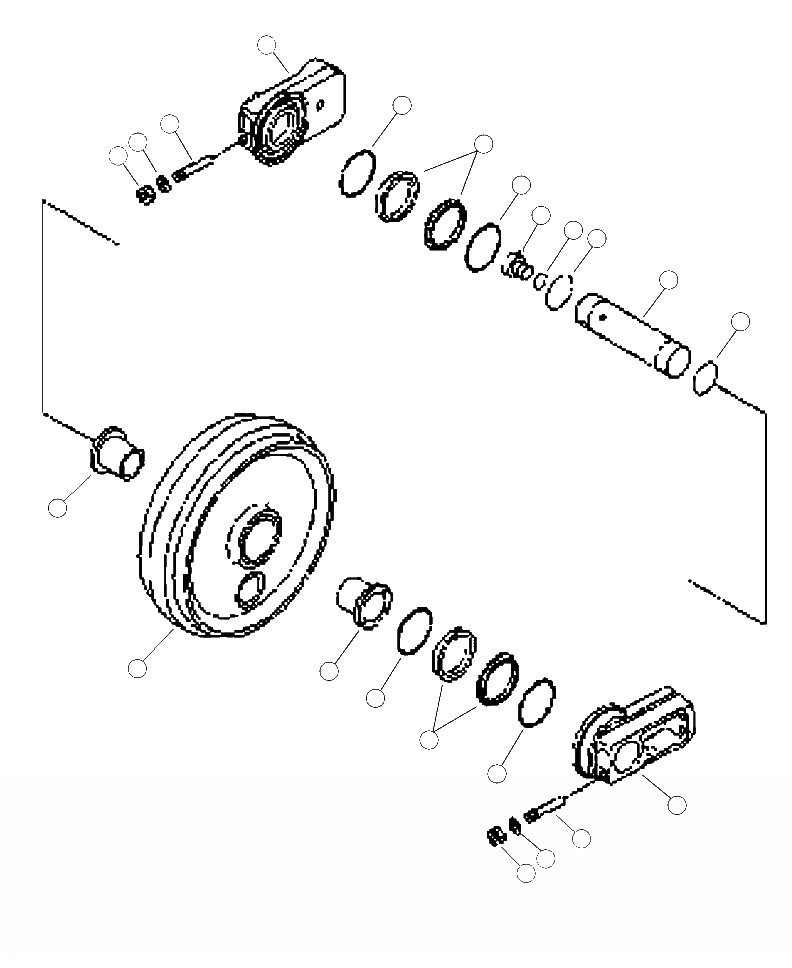 Схема запчастей Komatsu 445FXL-1 - R-A ПЕРЕДН. ЛЕНИВЕЦ НИЖН.CARRIAGE