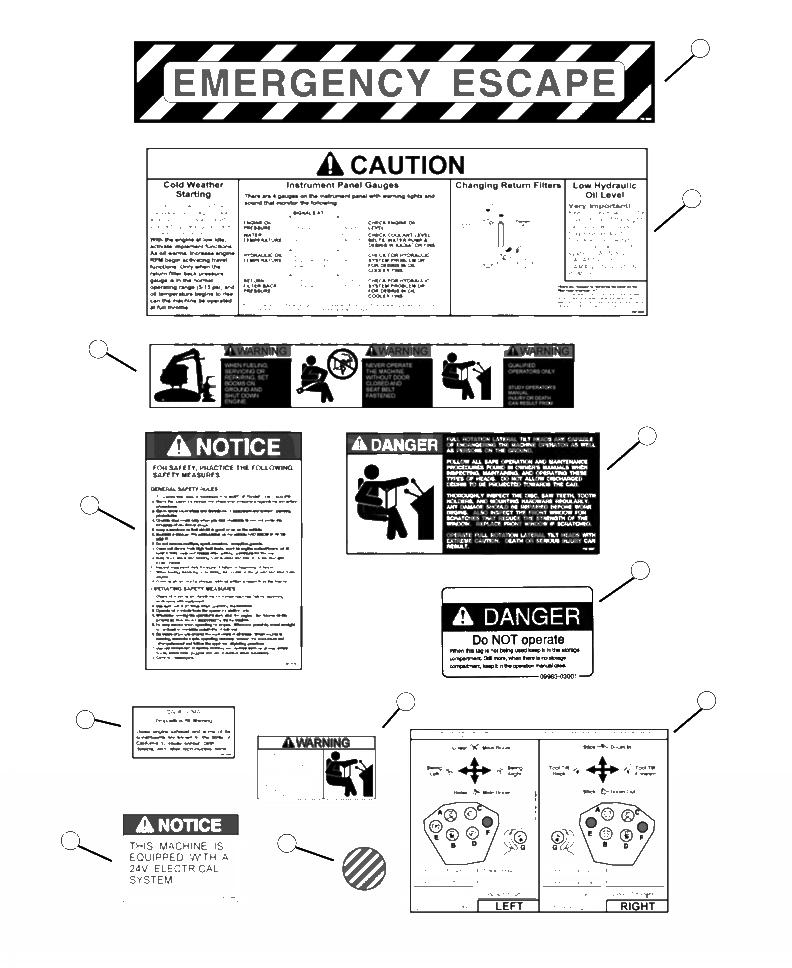 Схема запчастей Komatsu 445FXL-1 - U-A ТАБЛИЧКИS КАБИНА ИНТЕРЬЕР МАРКИРОВКА