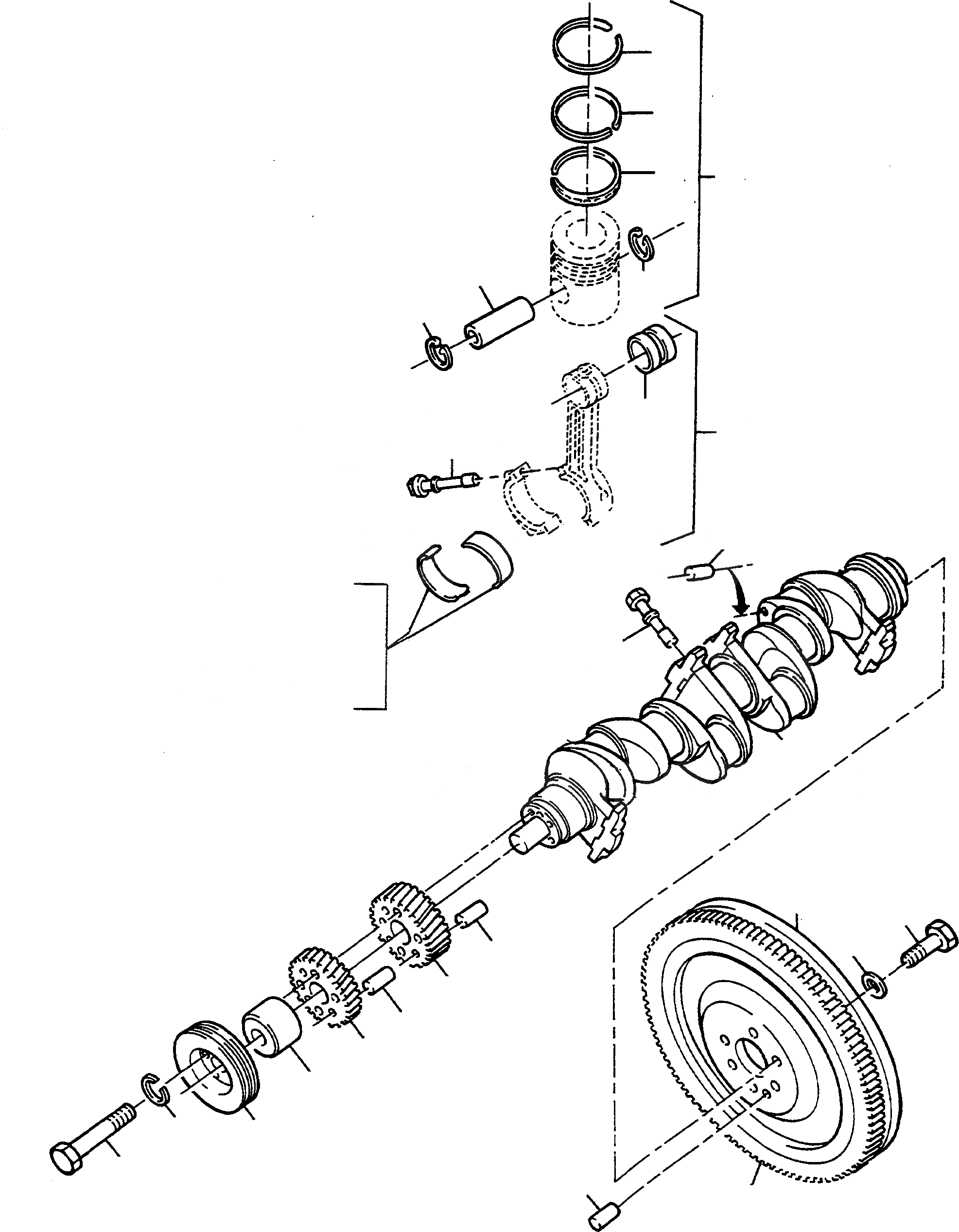 Схема запчастей Komatsu 44C - CRANK ASSEMBLY ДВИГАТЕЛЬ, АКСЕССУАРЫ И ЭЛЕКТРИЧ. СИСТЕМА