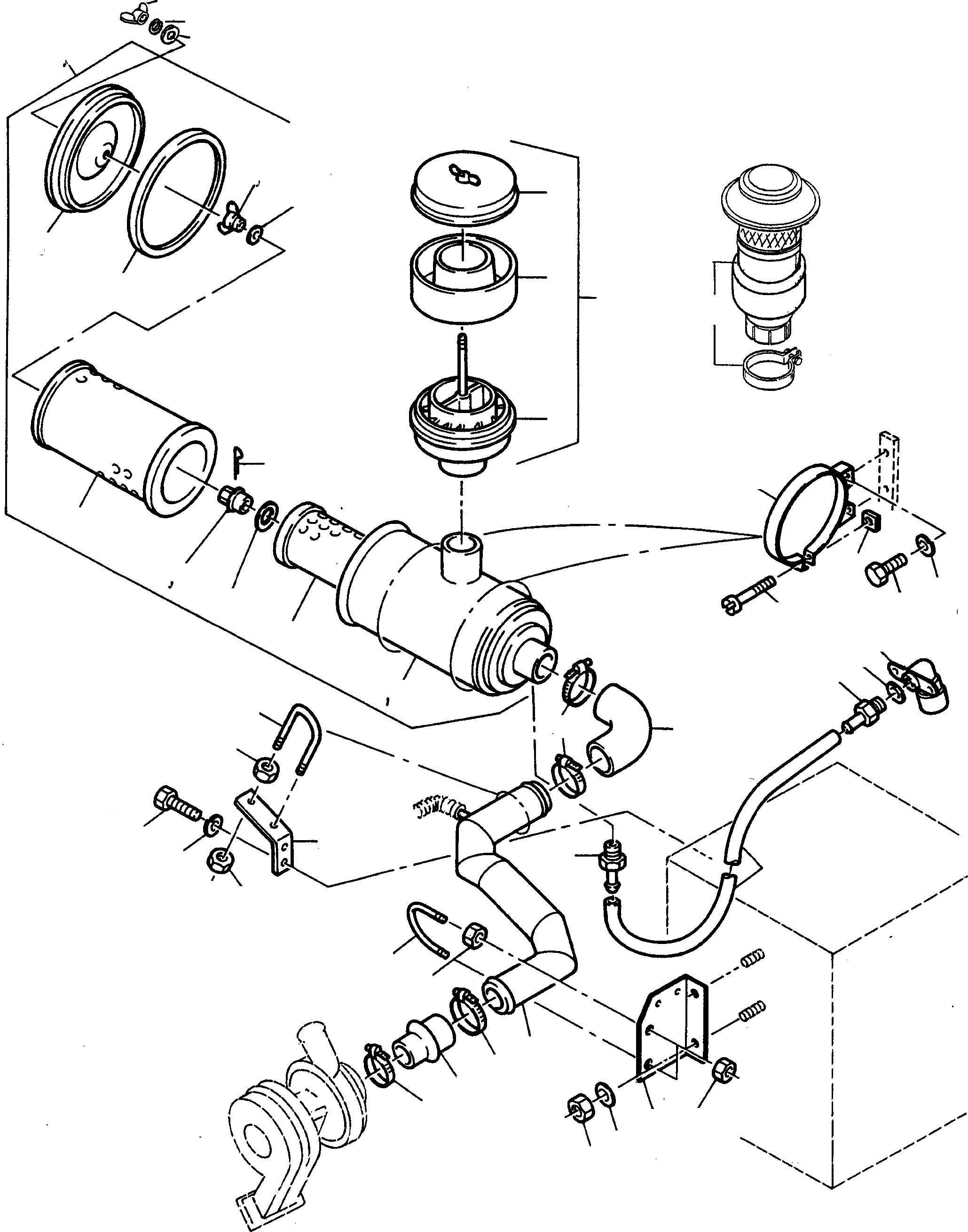 Схема запчастей Komatsu 44C - ВОЗД. ФИЛЬТР. СИСТЕМА, СТАНДАРТН. ДВИГАТЕЛЬ, АКСЕССУАРЫ И ЭЛЕКТРИЧ. СИСТЕМА