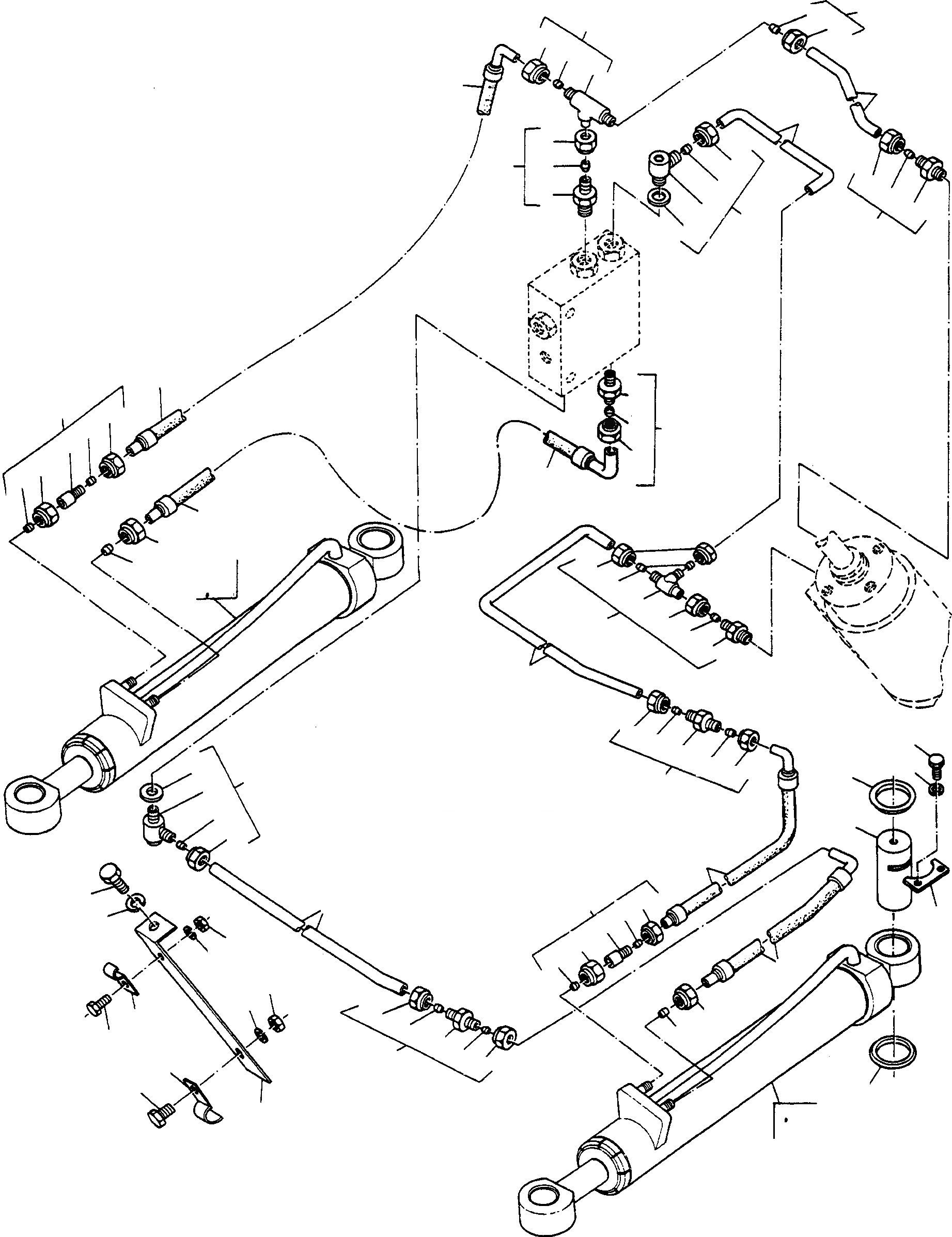 Схема запчастей Komatsu 44C - ЦИЛИНДР РУЛЕВ. УПР-Я И ТРУБЫS СИСТЕМАУПРАВЛЕНИЯ ПОВОРОТОМ, ПЕРЕДНИЙ МОСТ, ТОРМОЗ. СИСТЕМА