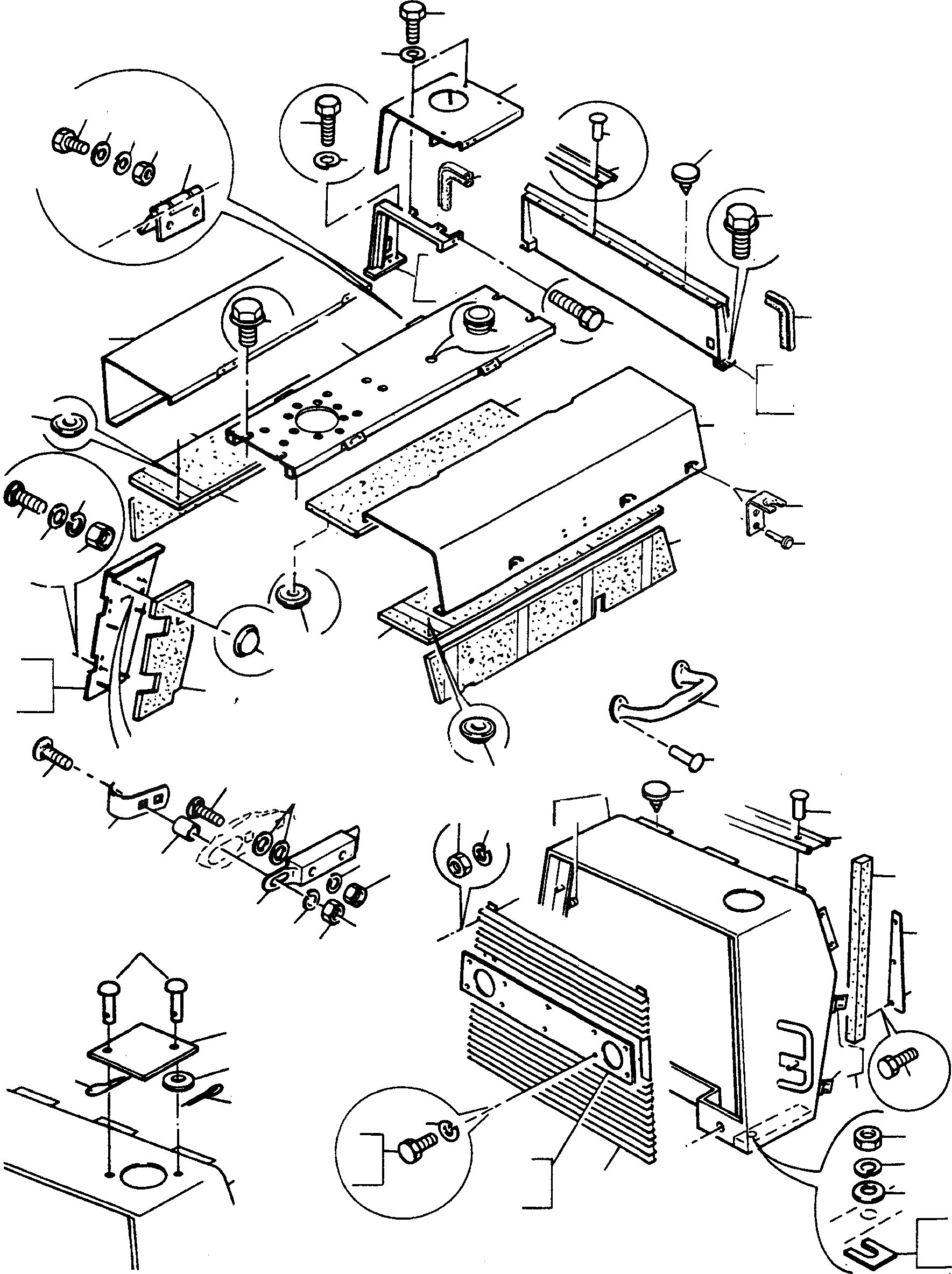 Схема запчастей Komatsu 44C - ЗАЩИТА РАДИАТОРА AND КРЫШКА ШАССИ И SUPERSTRUCTURE