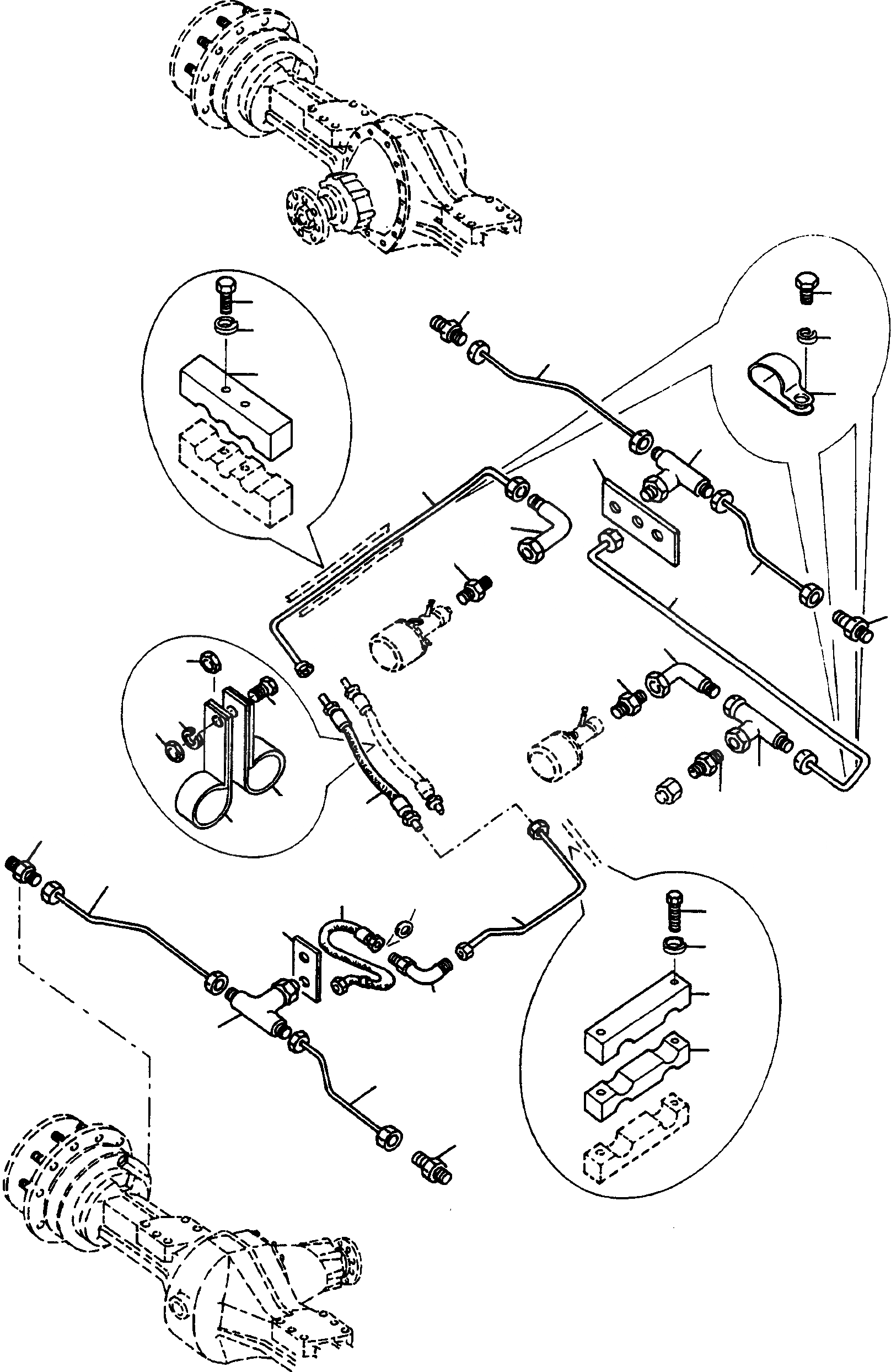 Схема запчастей Komatsu 44C - ТОРМОЗНАЯ ГИДРОЛИНИЯ ДЛЯ ПЕРЕДН. И ЗАДН. МОСТ СИСТЕМАУПРАВЛЕНИЯ ПОВОРОТОМ, ПЕРЕДНИЙ МОСТ, ТОРМОЗ. СИСТЕМА