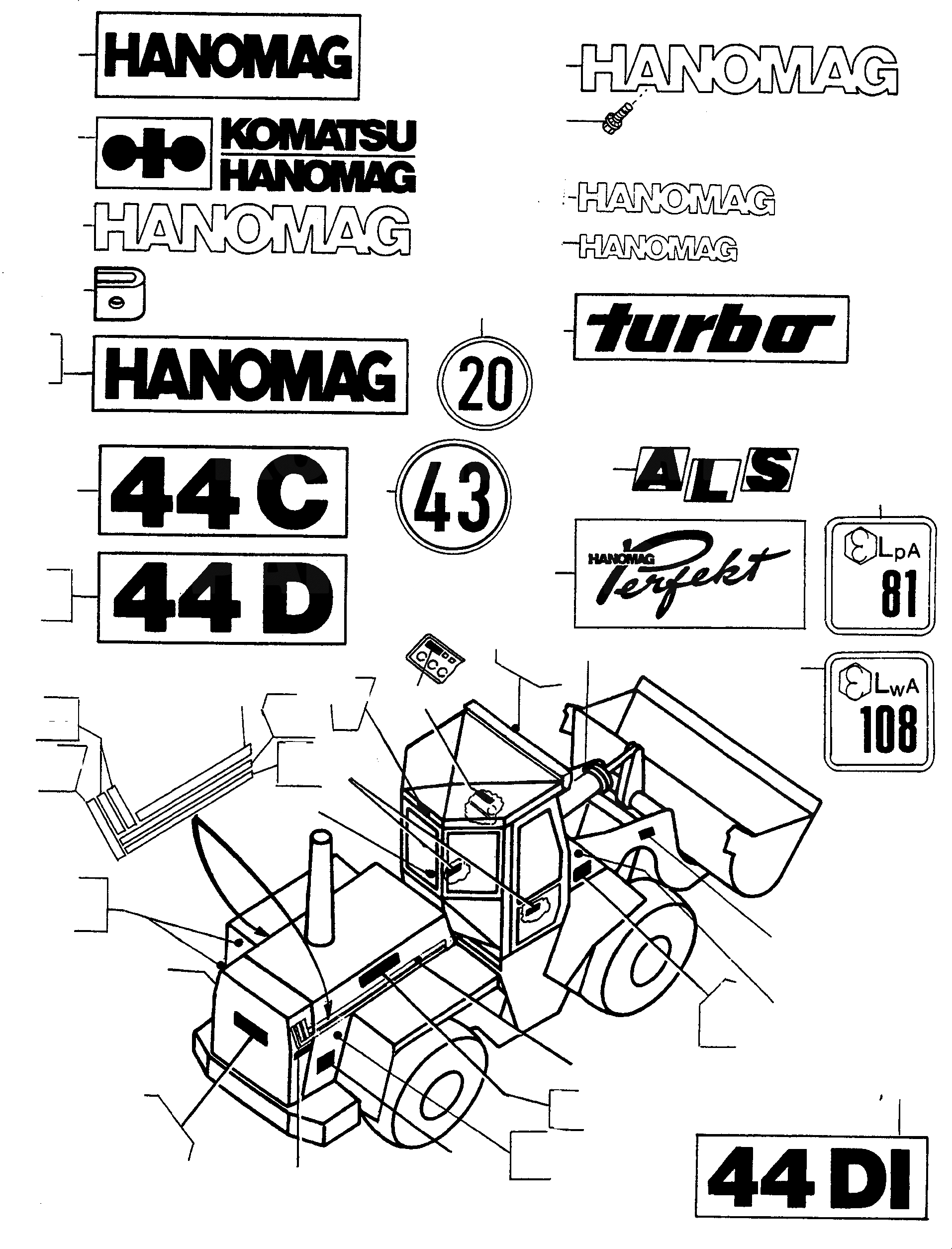 Схема запчастей Komatsu 44C - БУКВЕНН. ШАССИ И SUPERSTRUCTURE