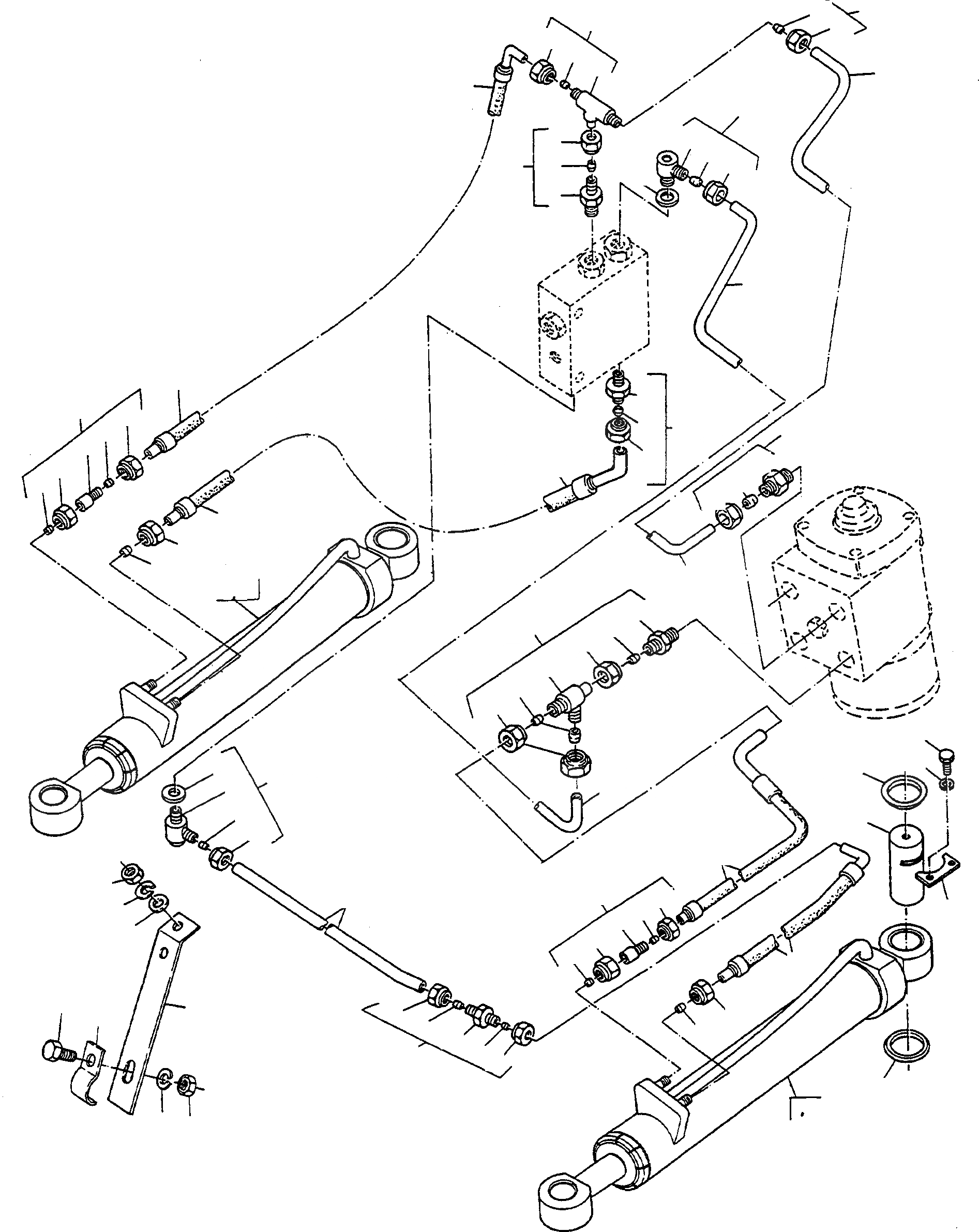 Схема запчастей Komatsu 44C - ЦИЛИНДР РУЛЕВ. УПР-Я И ТРУБЫS СИСТЕМАУПРАВЛЕНИЯ ПОВОРОТОМ, ПЕРЕДНИЙ МОСТ, ТОРМОЗ. СИСТЕМА