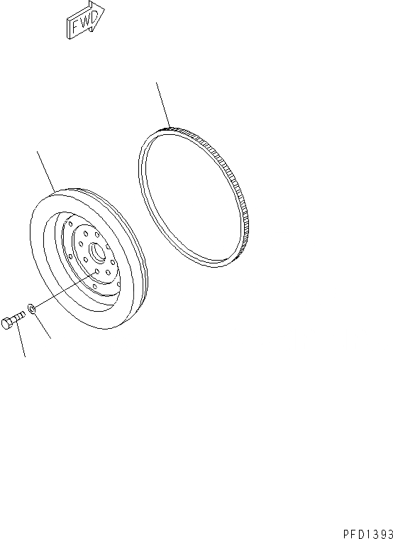 Схема запчастей Komatsu 4D102E-1B - МАХОВИК(№-) ДВИГАТЕЛЬ