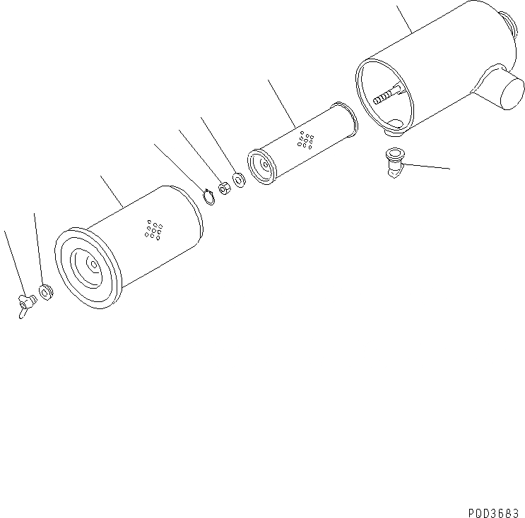 Схема запчастей Komatsu 4D102E-1C - ВОЗДУХООЧИСТИТЕЛЬ (ДВОЙНОЙ ЭЛЕМЕНТ ТИП)(№-) ДВИГАТЕЛЬ