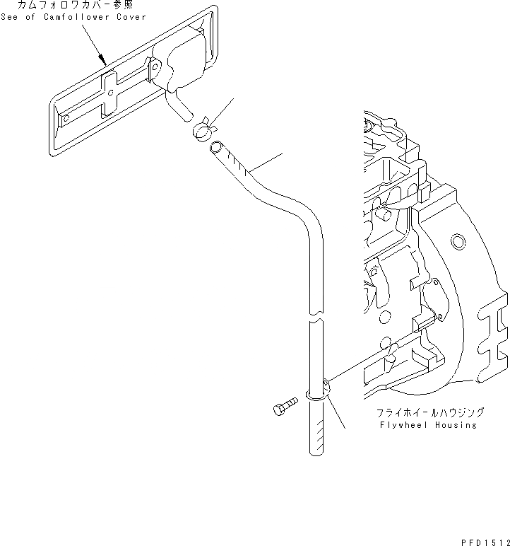 Схема запчастей Komatsu 4D102E-1A - ПАТРУБКИ САПУНА(№97-) ДВИГАТЕЛЬ