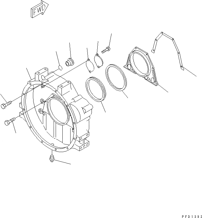 Схема запчастей Komatsu 4D102E-1A - КАРТЕР МАХОВИКА(№97-9787) ДВИГАТЕЛЬ