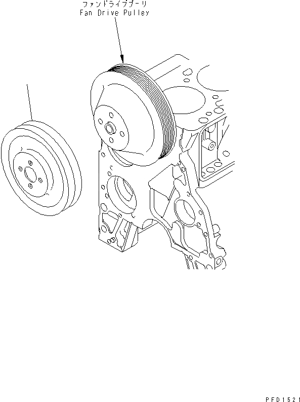 Схема запчастей Komatsu 4D102E-1A - ШКИВ ВЕНТИЛЯТОРА(№97-) ДВИГАТЕЛЬ