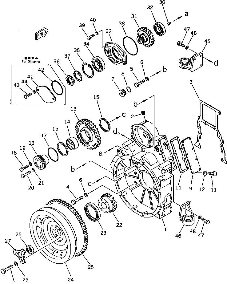 Схема запчастей Komatsu 4D105-5H - МАХОВИК И КАРТЕР МАХОВИКА БЛОК ЦИЛИНДРОВ