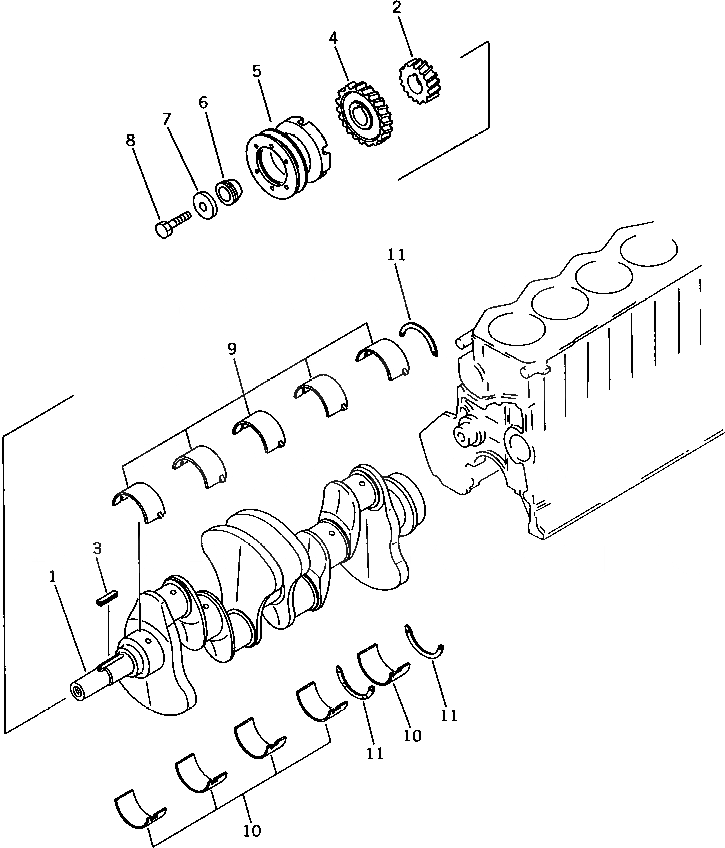 Схема запчастей Komatsu 4D105-5H - КОЛЕНВАЛ БЛОК ЦИЛИНДРОВ