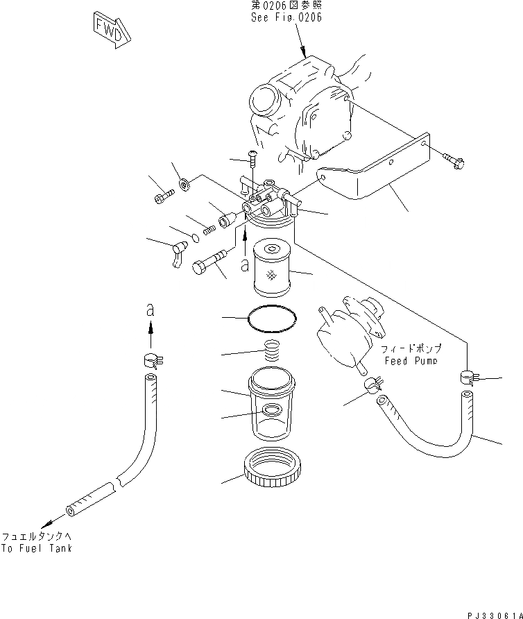 Схема запчастей Komatsu 4D84E-3B - ВОДООТДЕЛИТЕЛЬ И ТРУБЫ(№-) ТОПЛИВН. СИСТЕМА
