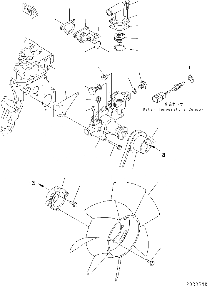 Схема запчастей Komatsu 4D88E-3C-04 - ВОДЯНАЯ ПОМПА И ВЕНТИЛЯТОР ОХЛАЖДЕНИЯ (С КОНДИЦИОНЕРОМ)(№78-) ДВИГАТЕЛЬ