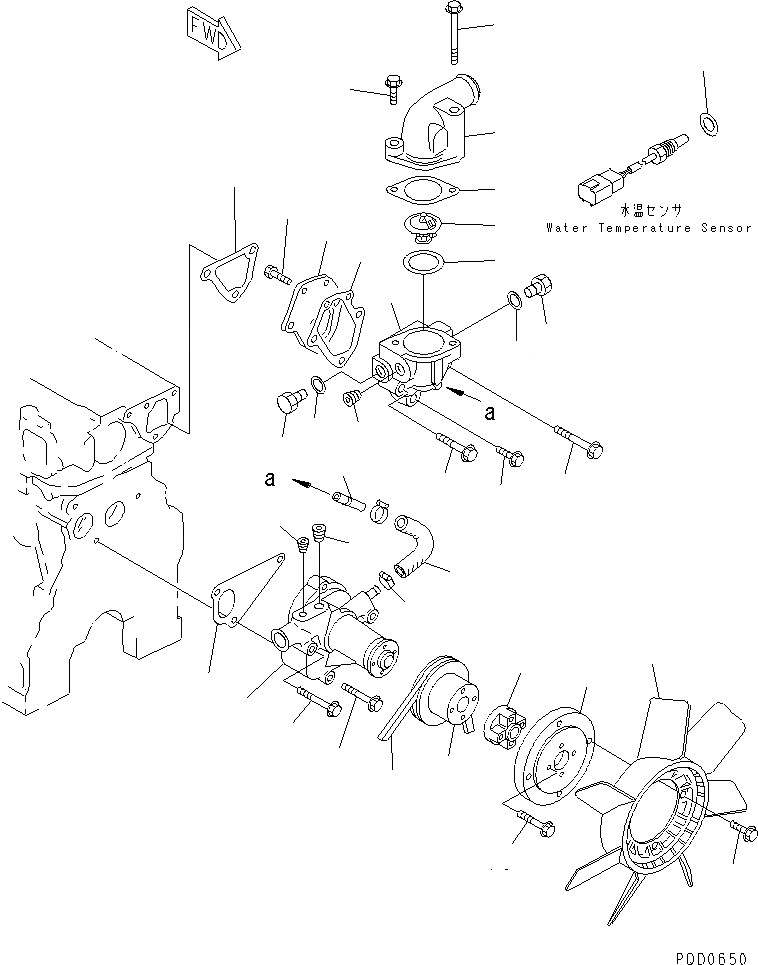Схема запчастей Komatsu 4D88E-3B - ВОДЯНАЯ ПОМПА И ВЕНТИЛЯТОР ОХЛАЖДЕНИЯ(№-) ДВИГАТЕЛЬ