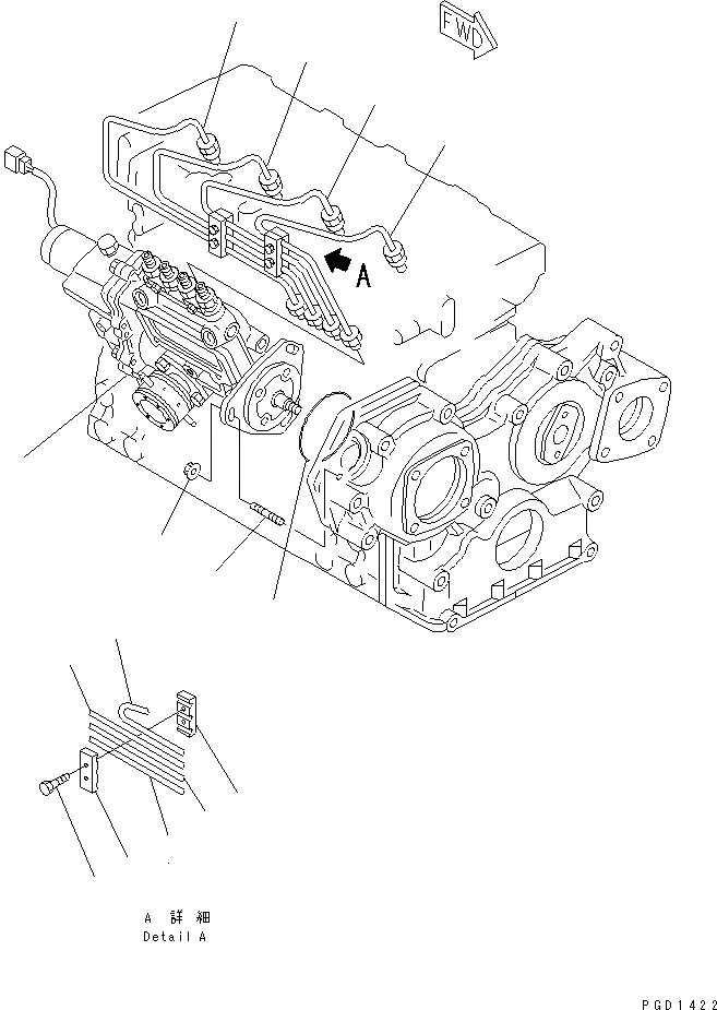 Схема запчастей Komatsu 4D88E-3B - ТОПЛ. НАСОС И ТРУБЫ(№-) ДВИГАТЕЛЬ