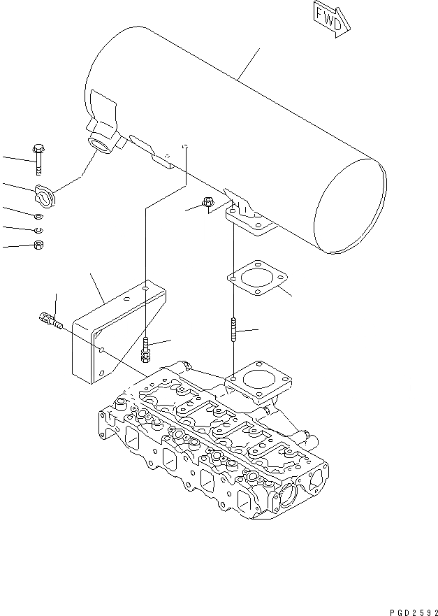 Схема запчастей Komatsu 4D88E-3C-M - ГЛУШИТЕЛЬ И КРЕПЛЕНИЕ (НИЖН. ВЫПУСКН. ТИП)(№-) ДВИГАТЕЛЬ