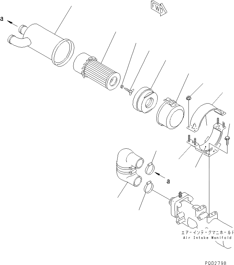 Схема запчастей Komatsu 4D88E-3F - ВОЗДУХООЧИСТИТЕЛЬ И КРЕПЛЕНИЕ ДВИГАТЕЛЬ