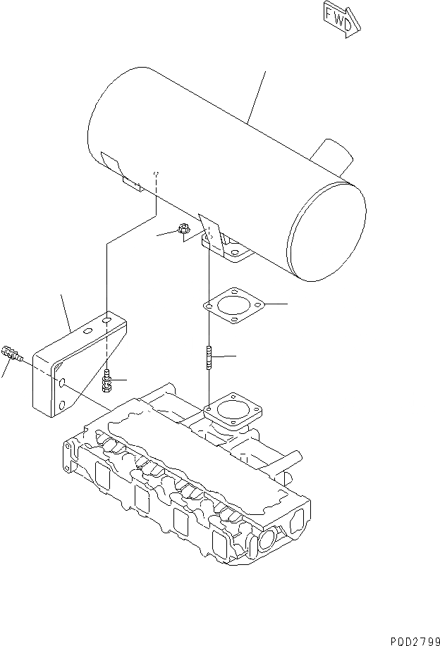 Схема запчастей Komatsu 4D88E-3F - ГЛУШИТЕЛЬ И КРЕПЛЕНИЕ ДВИГАТЕЛЬ