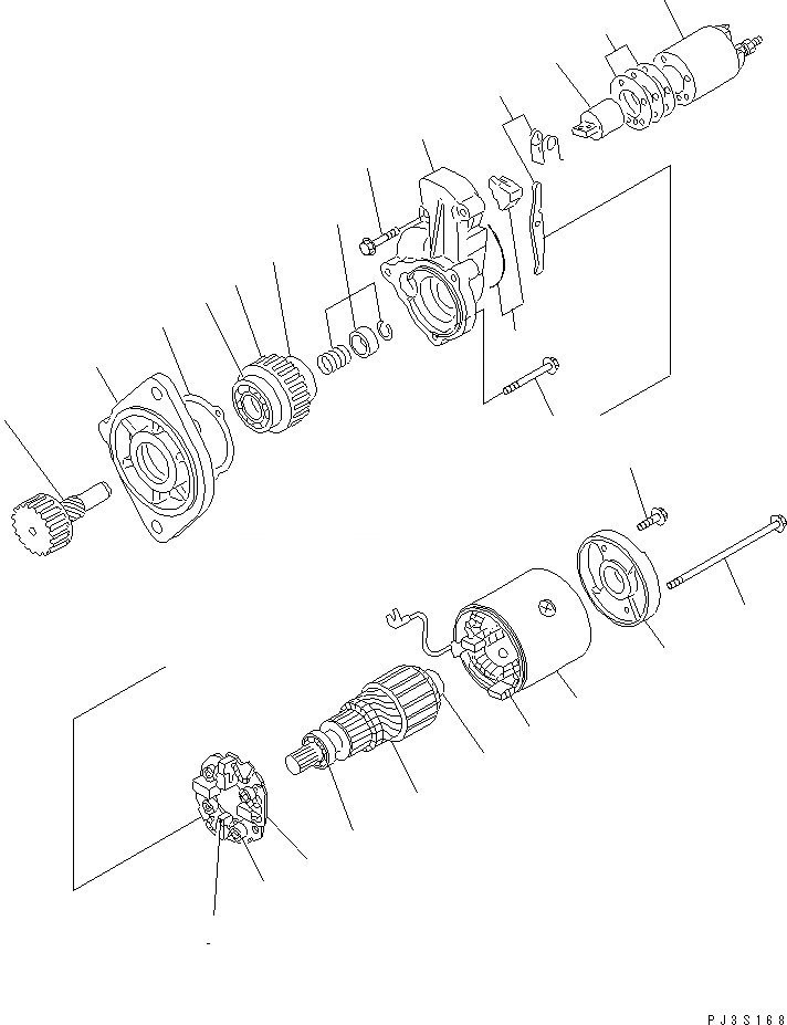 Схема запчастей Komatsu 4D88E-3F - СТАРТЕР (ВНУТР. ЧАСТИ)(№8-) ДВИГАТЕЛЬ