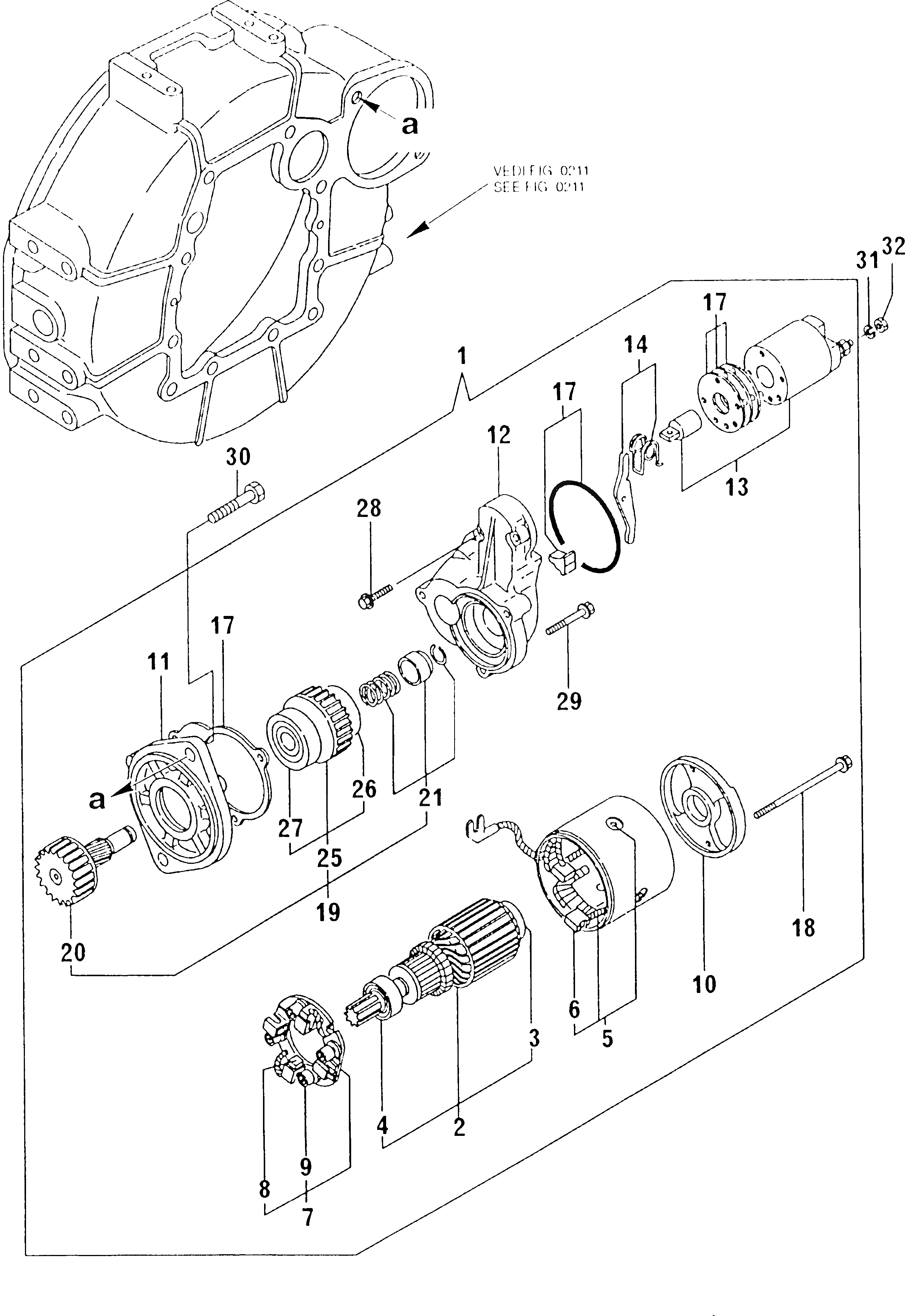 Схема запчастей Komatsu 4D88E-E1FD - СТАРТЕР ЭЛЕКТРИКА