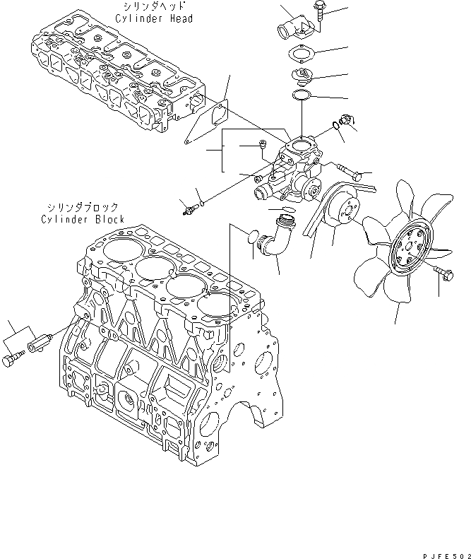 Схема запчастей Komatsu 4D92E-1BD-F - ВОДН. СИСТЕМА ОХЛАЖДЕНИЯ ДВИГАТЕЛЬ