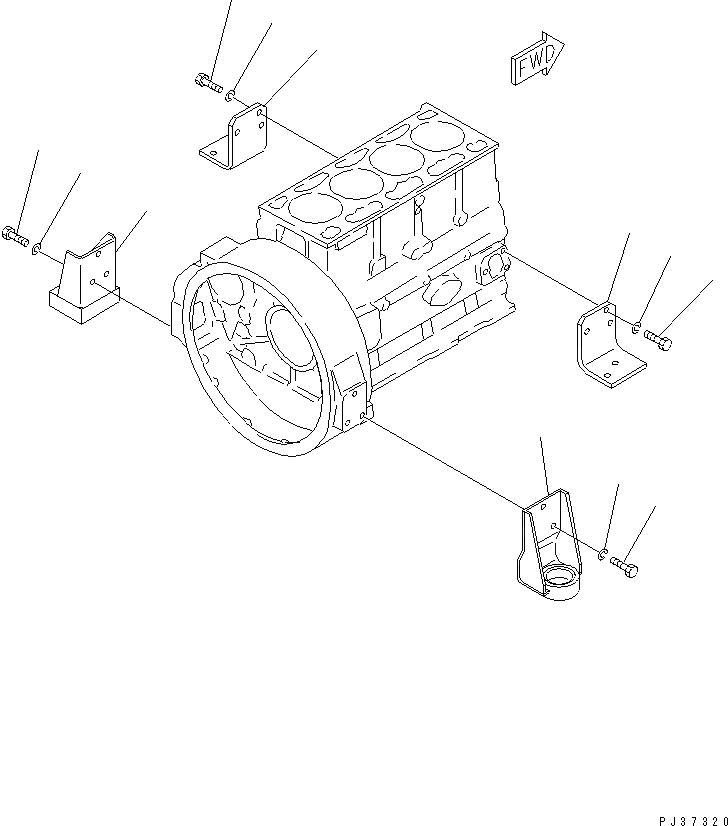 Схема запчастей Komatsu 4D94-2E - ДВИГАТЕЛЬ СУППОРТ(№7-7) БЛОК ЦИЛИНДРОВ